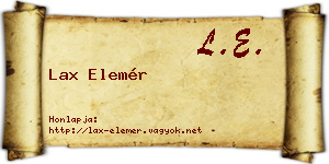Lax Elemér névjegykártya